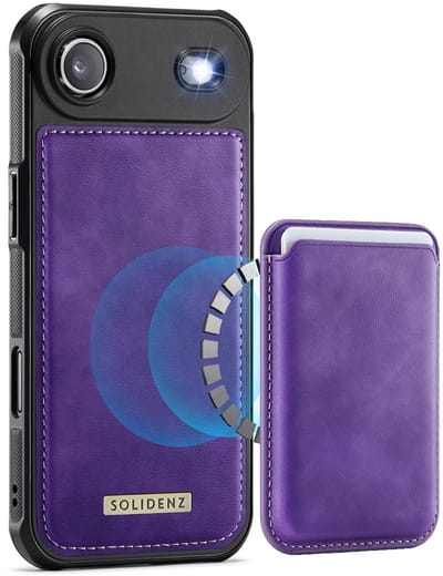 Geschikt voor iPhone Air Hoesje met pasjeshouder - Solidenz MagSafe compatibel Wallet Backcover - 3 Kaarten - Schokbestendig - Paars