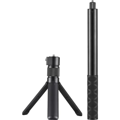 Uitschuifbare Onzichtbare Selfiestick Kit met Draaibare Handgreep Statief Aluminiumlegering 1/4 Inch Schroef zwart