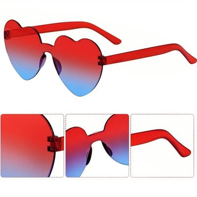 T.O.M.- Bril Hart -Rood/Blauw - Hartjes bril- Carnaval bril- Festival bril- Zonnebril- Foute Party bril- Grappige bril