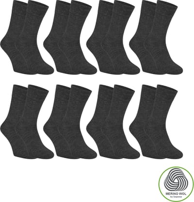 Sorprese 8 Paar Merino Wollen Sokken - Maat 35-38 - Antraciet - Naadloos - Superzacht - Sokken Heren - Sokken Dames - Cadeau