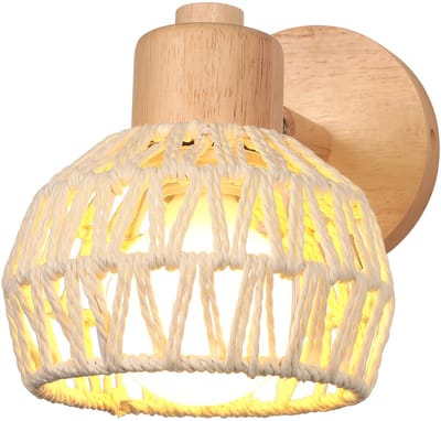 Wandlamp Retro E27 Binnenwandlamp Weven Wandlampen Verstelbaar voor Slaapkamer Woonkamer Café Wit