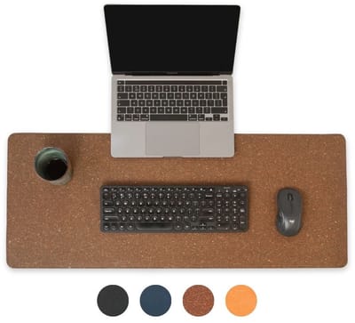 Bureau onderlegger - 85 x 34 cm - Leer - Bruin Spikkel - Bureaumat - Muismat XXL - Antislip - Waterafstotend - Ray | Made out of