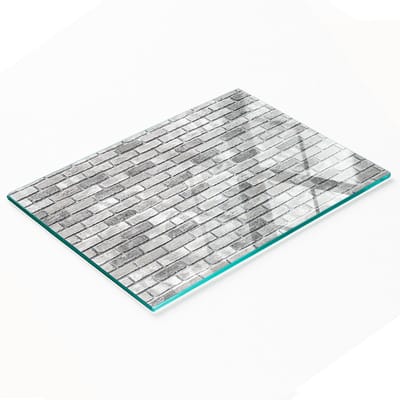 Keukenplank van gehard glas met decoratieve afbeelding van een bakstenen muur, 80x52 cm