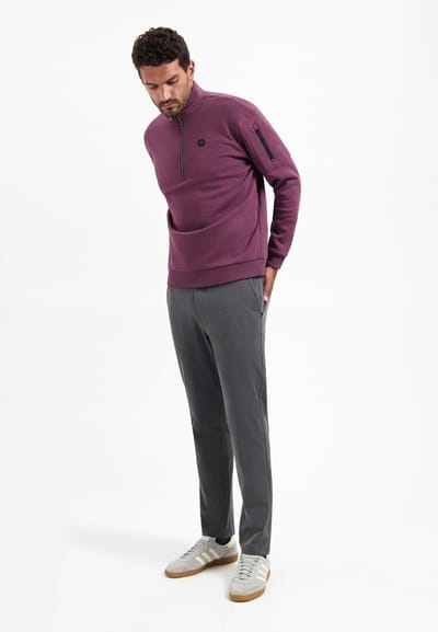 No Excess Sweater Half Zip Brushed Dark Wine Maat: S | Sweaters Outlet | Heren