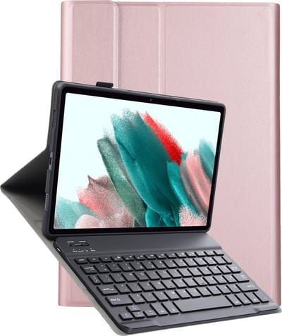 Hoes Geschikt voor Samsung Galaxy Tab A8 Hoes Toetsenbord Hoes Case Book Cover Hoesje - Hoesje Geschikt voor Samsung Tab A8 Keyboard Hoes - Rosé goud