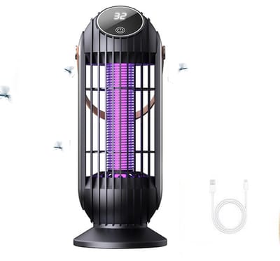 KZQ Elektrische insectenvanger met LED-verlichting en automatische aan/uit - Effectieve muggen- en vliegenval voor binnen en buiten - Geschikt voor thuis terras kantoor en tuin - Zwart