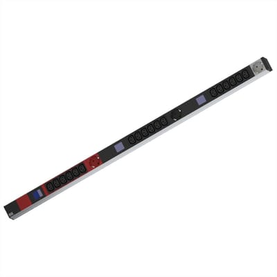 BACHMANN BN0500 19 PDU 1HE 18xC13 3x geaard contact, vermogensmeting, aansluiting CEE 3x 16A, rood