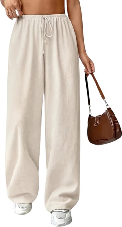 Livano Linnen Broek Dames - Zomerbroek - Volwassenen - Lange Broek - Pantalon - Strandbroek - Zomer - Ibiza Stijl - Beige - Maat XS