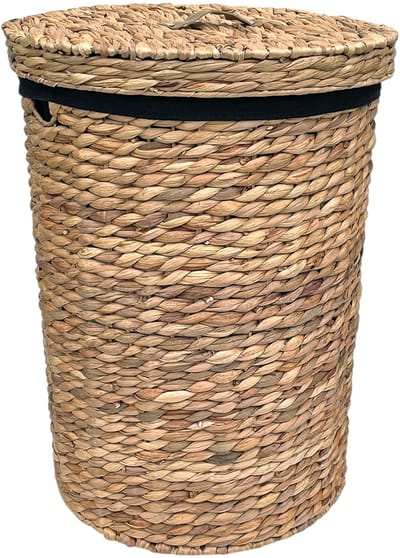 Lavandoux - Wasmand met Deksel - Waterhyacint - Naturel - S: Ø28 x H45 cm