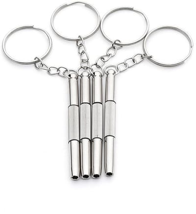 4 stuks mini-brilschroevendraaier, 3-in-1 brillenreparatieset, roestvrij staal, schroevendraaier, sleutelhanger, precisie, kleine schroevendraaier voor zonnebrillen, sieraden en horlogereparaties