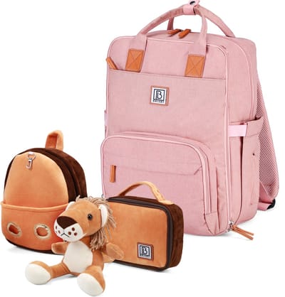 Brisby Luiertas Original - Roze - Kinderrugzak - 1.5L kinderlunchtas Leeuw