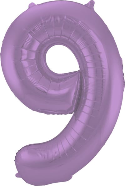 Folat - Folieballon Cijfer 9 Paars Metallic Mat - 86 cm