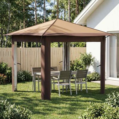 vidaXL - Tuinpaviljoen - zonder - Zijwand - 2,6 - x - 2,6 - m - Beige - en - Bruin