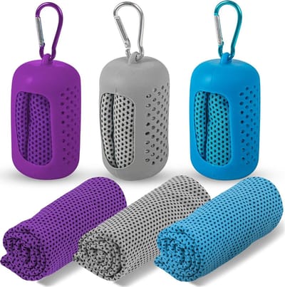 Verkoelende handdoek - Microvezel doek - Sport en fitness - Met draagbare hoes - 3 stuks 30x90 cm