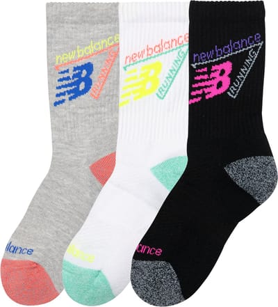 New Balance Youth Active Graphic Crew Socks 3 Pack Unisex Sportsokken - ASSORTED COLORS