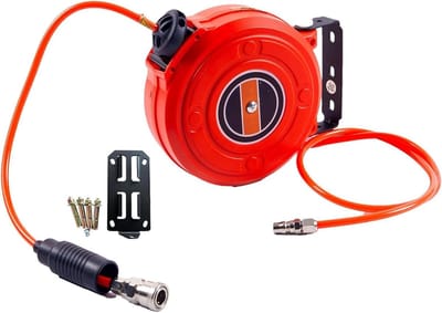 Luchtslanghaspel - Persluchtslang - Werkruimte Organiseren - Automatisch oprollend - 6 Meter - Rood