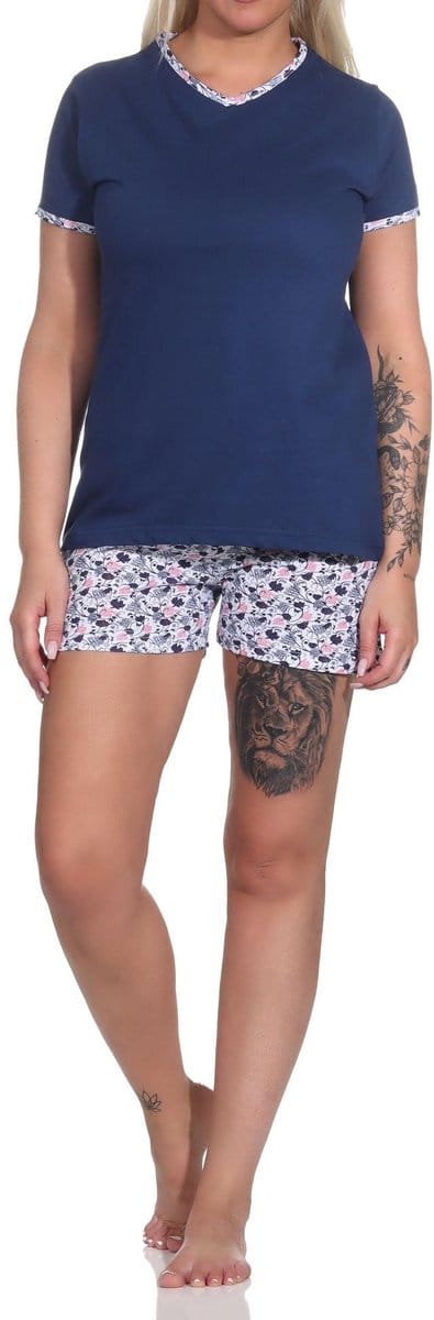 Zomerse damespyjama met korte mouwen en bloemenprint - 123 205 10 152