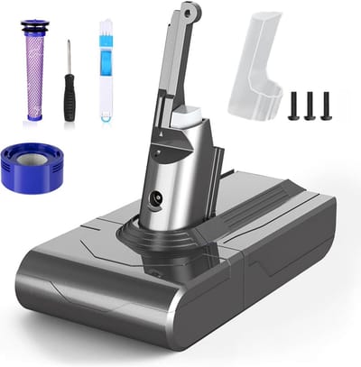 Vervangende Accu 6000mAh 21,6V Voor Dyson V8 SV10 - Draadloze Handstofzuiger - Hoge Capaciteit - Inclusief 2 Filters En Borstel