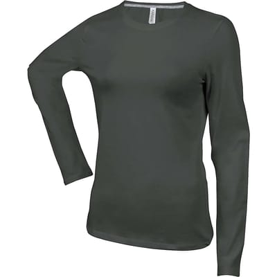Kariban Dames T-shirt ronde hals lange mouwen K383 - Dark Grey - M
