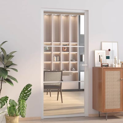 vidaXL - Binnendeur - 93x201,5 - cm - ESG-glas - en - aluminium - wit