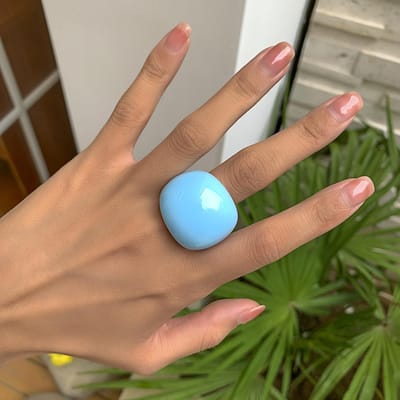 Bagues Punk Tendance en Résine pour Femmes Design Acrylique Irrégulier Coloré Vintage Bague de Doigt pour Filles Bijoux de Fête brown