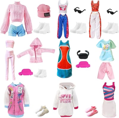 24 Delige Set Poppenkleding en Accessoires voor Meisjespoppen