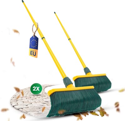 Klauwbezemset 30 cm kunststof met steel sneeuwbezem schraper bezem gazonbezem bezem voor buiten buiten tuinbezem (2, 30 cm bezem met steel)