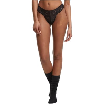 Urban Classics - Allover Lace Tanga 2-Pack String - XS - Zwart/Zwart