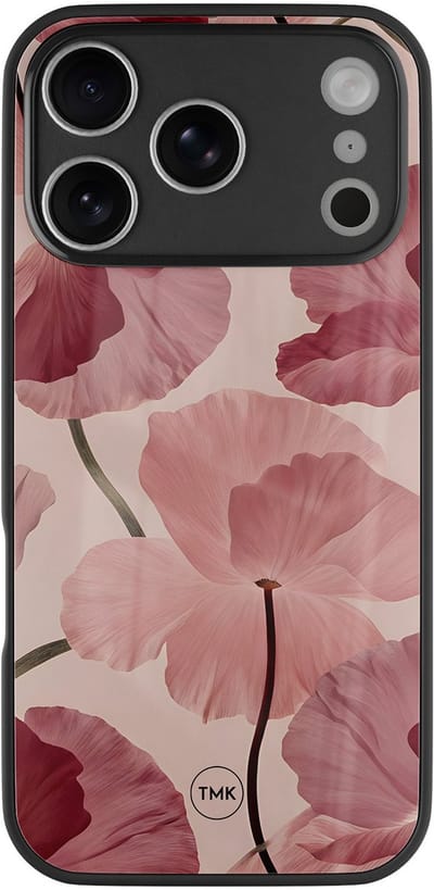 Hoesje geschikt voor Apple iPhone 17 Pro Max - Vintage blossom - Roze - TPU luxe case (glossy toplaag) - Bloemen - Hardcase backcover zwart