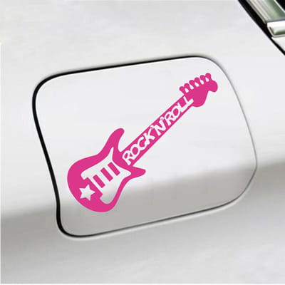Bumpersticker - Gitaar Rock N Roll - 10,4 X 14,8 - Roze