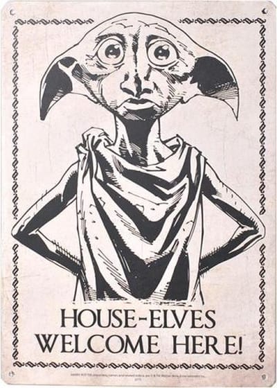 Harry Potter - Wandbordje - House-Elves Welcome (Dobby)