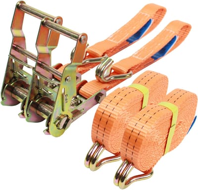 2x professionele ratelsjorband Spanband 2-delig 5m 1,5tot 1500kg TÜV/GS ORANJE