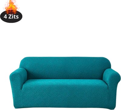 Livano Bankhoes - Bankbeschermer - Stretch - Sofa Cover - Effen - Turqoise - 4 Zits
