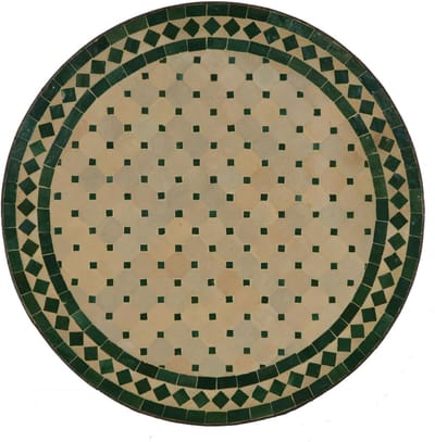 Mozaïek Terrastafel - Tegel Tafel - Buiten Eten - Handgemaakt Ontwerp - 60 cm Diameter - Groen Terracotta