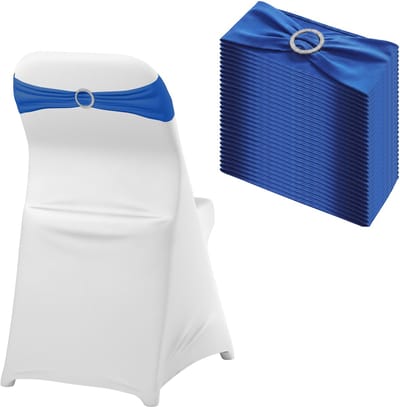 Stoelstrik - 30 Stuks - Rekbare Polyester - Met Diamantgesp - Decoratie - Voor Bruiloft, Banket & Verjaardag - Blauw - NAIZY