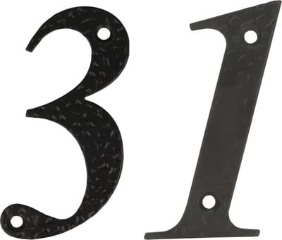 AMIG Huisnummer 31 - massief gesmeed staal - 10cm - incl. bijpassende schroeven - zwart