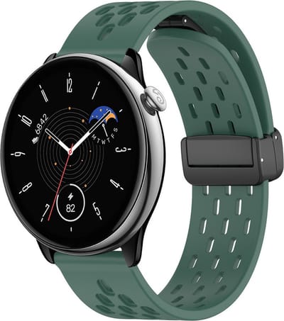Siliconen bandje - geschikt voor Garmin Venu (2 Plus) / Venu SQ (2) / Vivomove (Style - Sport) / Vivoactive 3 / 5 / 6 / Forerunner 55 / 165 / 245 / 645 / 570 - 42mm - donkergroen