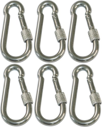 AMIG Karabijnhaak met schroefsluiting - 6x - 6 x 60mm - AISI 316 staal - 120kg - marine kwaliteit