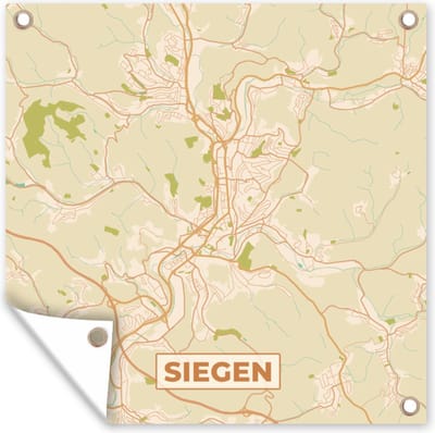 Tuin poster Siegen - Plattegrond - vintage - Stadskaart - Kaart - 200x200 cm - Tuindoek