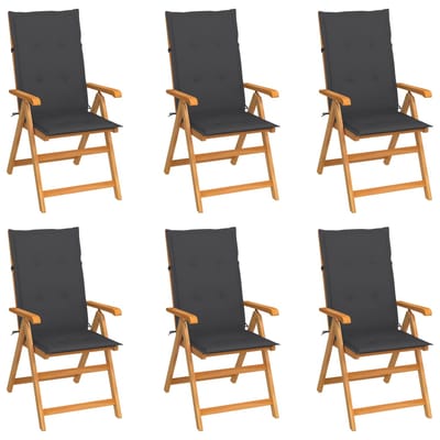 vidaXL - Inklapbare - stoelen - 6 - st - met - antracietkleurige - kussens