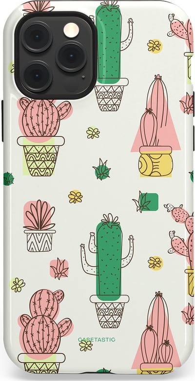 Casetastic Hoesje Geschikt voor Apple iPhone 12/12 Pro Magsafe - Stijlvolle Beschermende Duo-layer Case - Vrolijke cactus