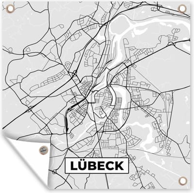Tuin poster Duitsland - Stadskaart - Plattegrond - Lübeck - Kaart - 200x200 cm - Tuindoek