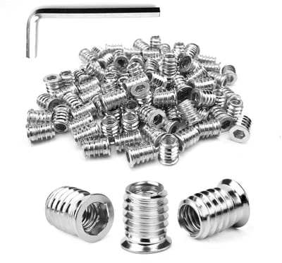 M6 x 15 mm Schroefmoeren voor Hout, Galvanized Staal, Geschikt voor Multiplex en Composietplaten, Binnen- en Buitendraad