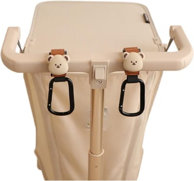 Kinderwagen Haken - Mama Clips - Tassen Dragen - Schattig Cartoon Ontwerp - 2 Stuks - Bruin