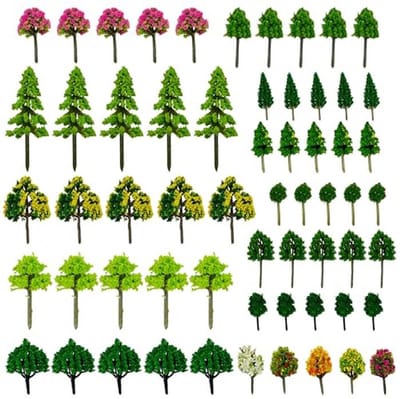 Cayway Modelbomen, 60 stuks model miniatuurbomen gemengd trein boom bomen scenario's spoorweg voor doe-het-zelf scenario landschap