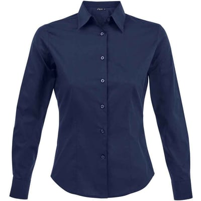 SOLS Dames/Dames Eden Stretch Business Shirt met Lange Mouwen (Donkerblauw)
