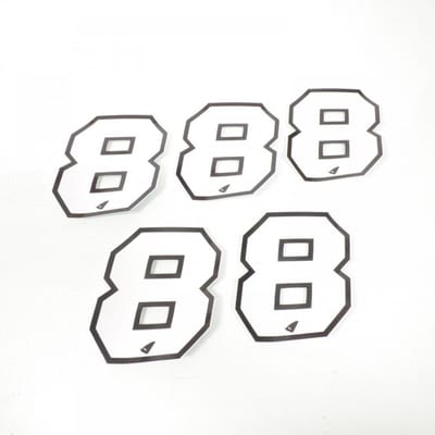 Autocollant stickers UFO pour moto Numero 8 blanc 130x105mm Neuf