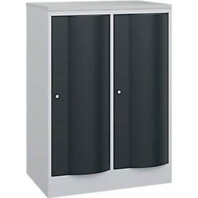 C+P Garderobekast Resisto, 2 vakken, 2 legborden, B 772 x D 540 x H 1077 mm, lichtgrijs/antracietgrijs