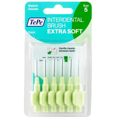 TePe Interdentale Ragers Extra Soft Lichtgroen ISO maat 5 – 0,8 mm (6 stuks)