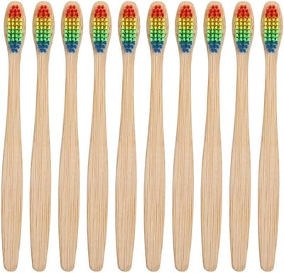 Bamboe tandenborstel met etui, biologisch afbreekbare houten tandenborstel met actieve kool voor gezonde en witte tanden